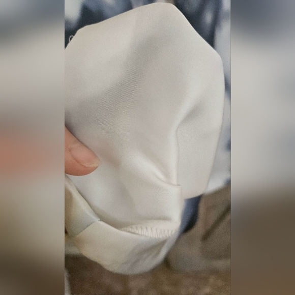 H&M Wide leg satin pull on Tie-Dye Pants in white/blue. Size Medium - Picture 12 of 14